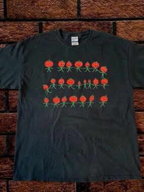 Gildan Black Tee with Red Tomato Graphic